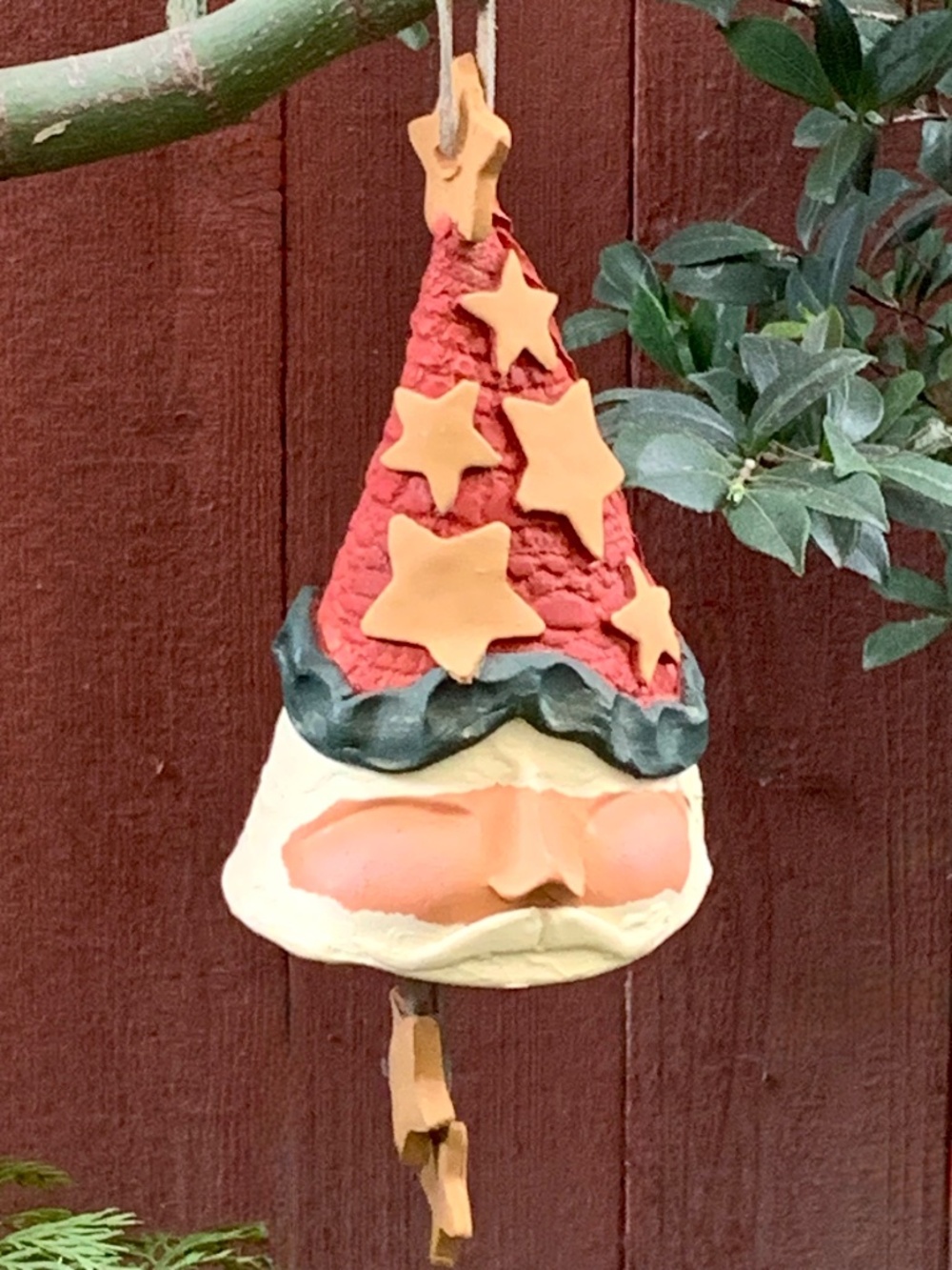 Vintage Handmade Clay Santa Bell | Signed S. Seager | Del Mar, CA